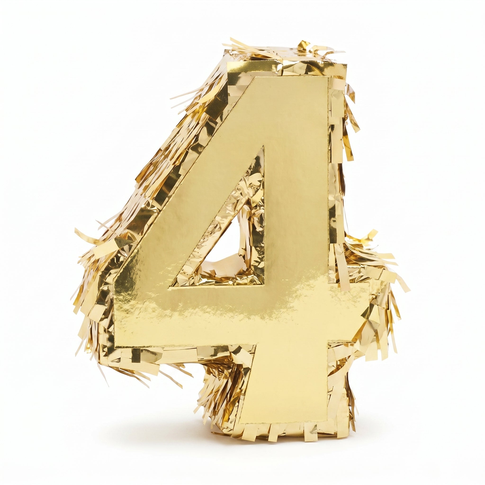 Metallic Gold Number 4 Mini Piñata Decoration - 6-Inch