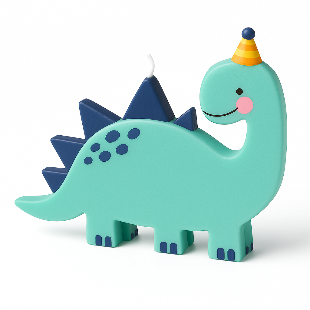 Dino-Mite Dinosaur Birthday Candle - Turquoise Stegosaurus