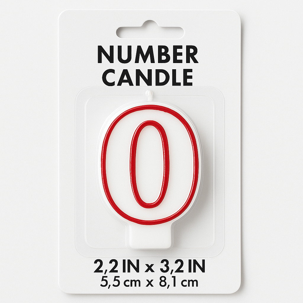 Red & White Number 0 Birthday Candle
