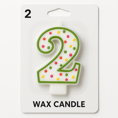 Polka Dot Number 2 Birthday Candle - Multi-Coloured Outline