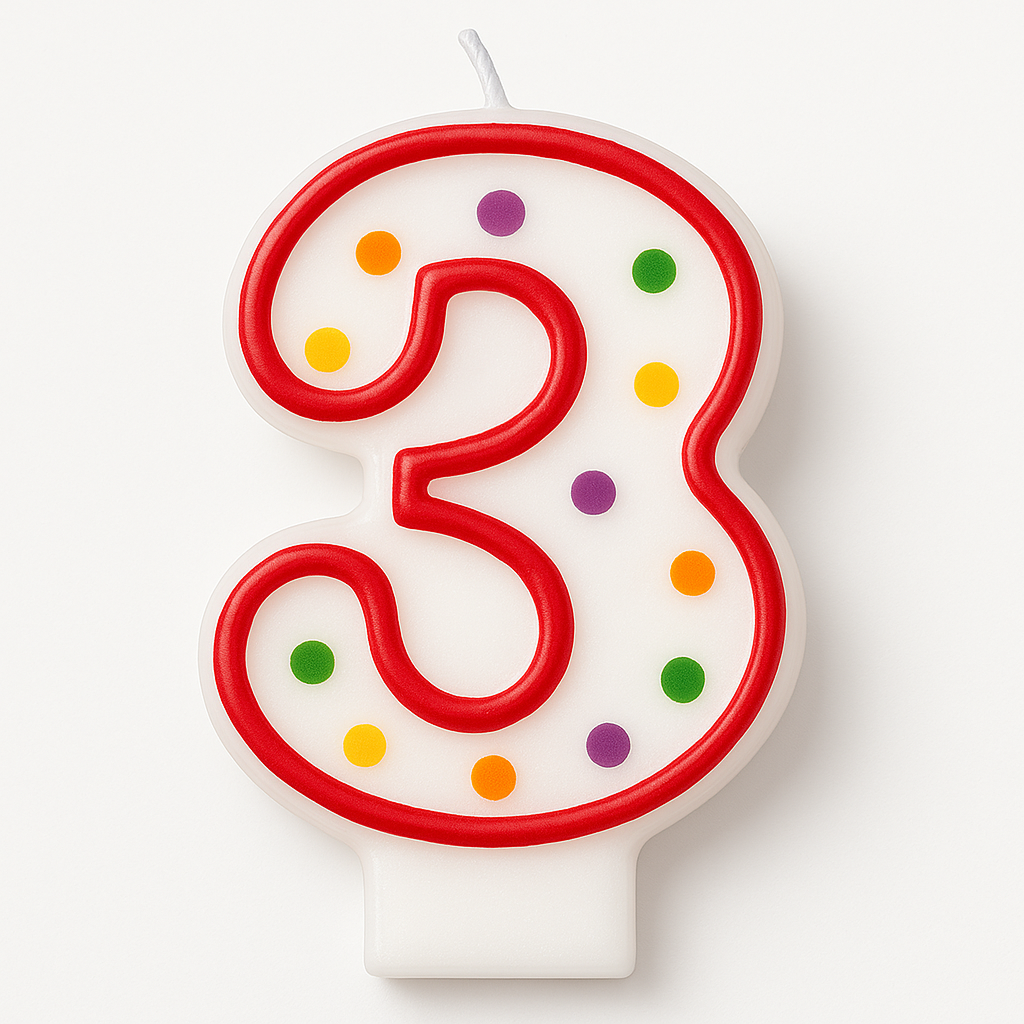 Colorful Polka Dot Number 7 Birthday Candle