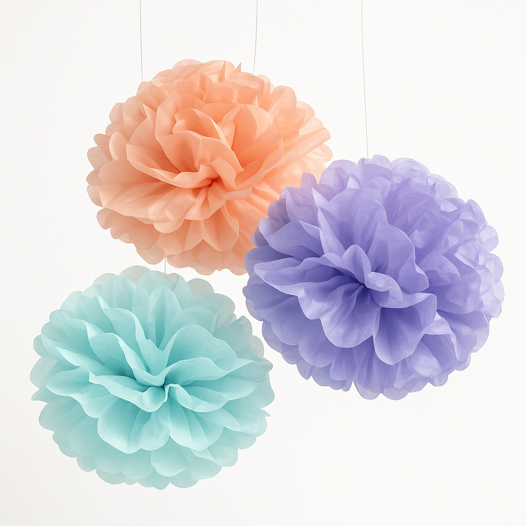 Pastel Fluffy Paper Pom Pom Decorations
