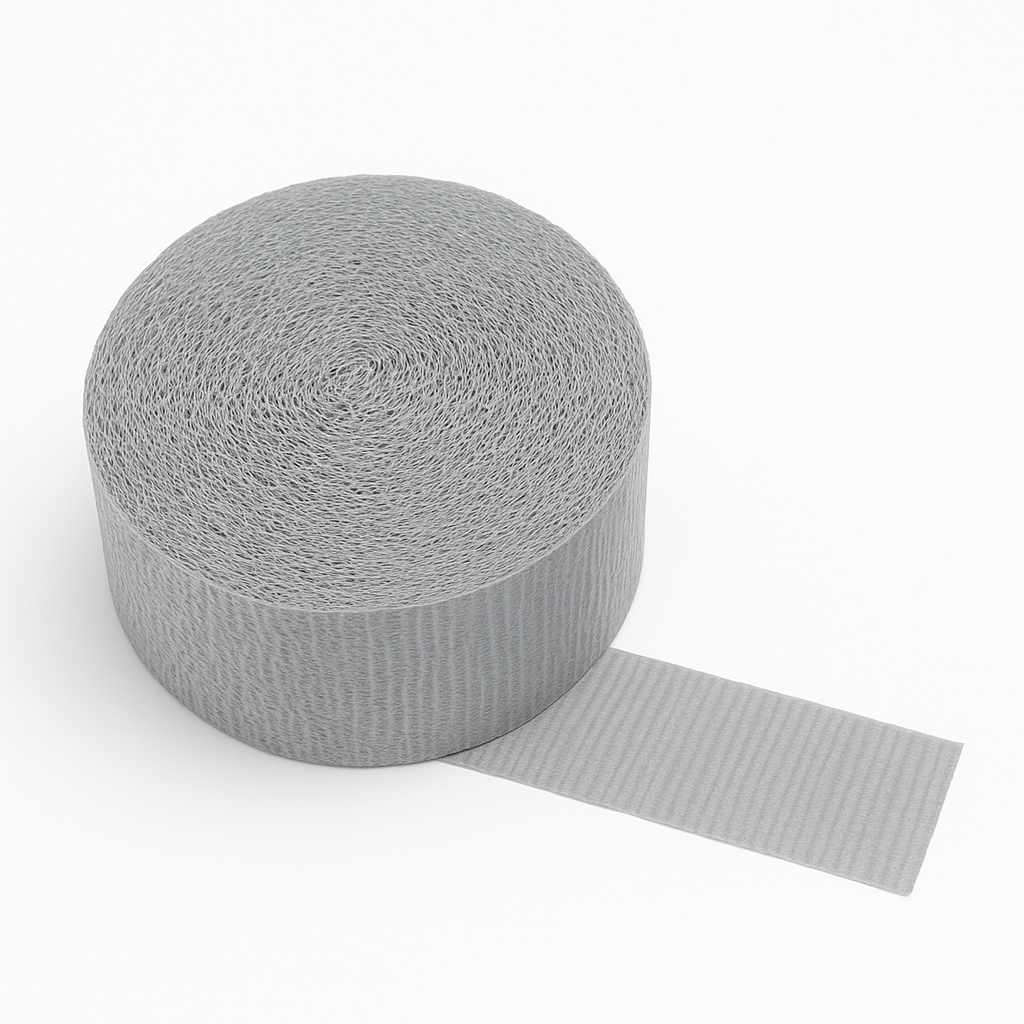 Silver Crepe Streamer - 200ft Shimmering Party Decoration