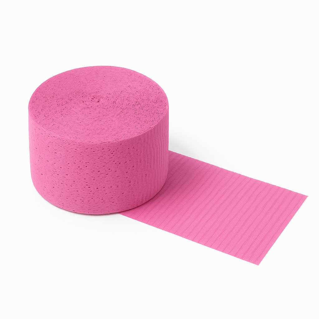 Bright Pink Crepe Streamer Roll - 81 Feet
