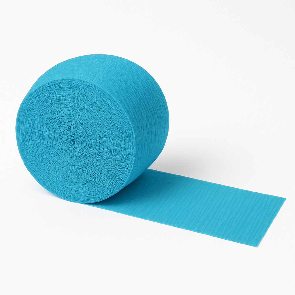 Vibrant Caribbean Blue Crepe Streamer - 81 Feet