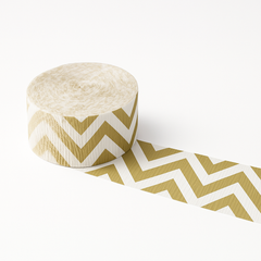 Gold Chevron Crepe Streamer - 81ft, Chic Party Decoration