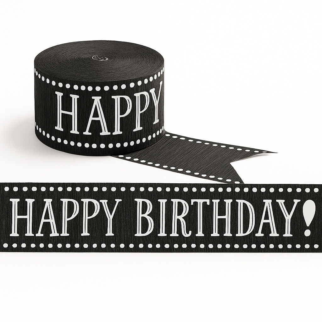 "Happy Birthday" Chalkboard-Style Crepe Paper Streamer, 81 ft
