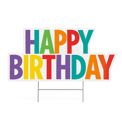 Vibrant Rainbow "Happy Birthday" Yard Sign