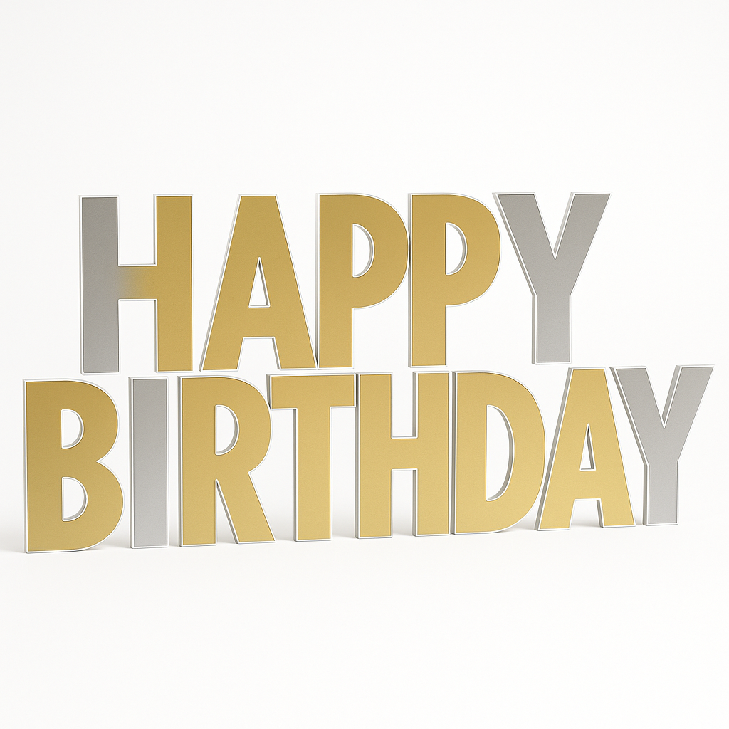 Gold & Silver Happy Birthday Yard Sign