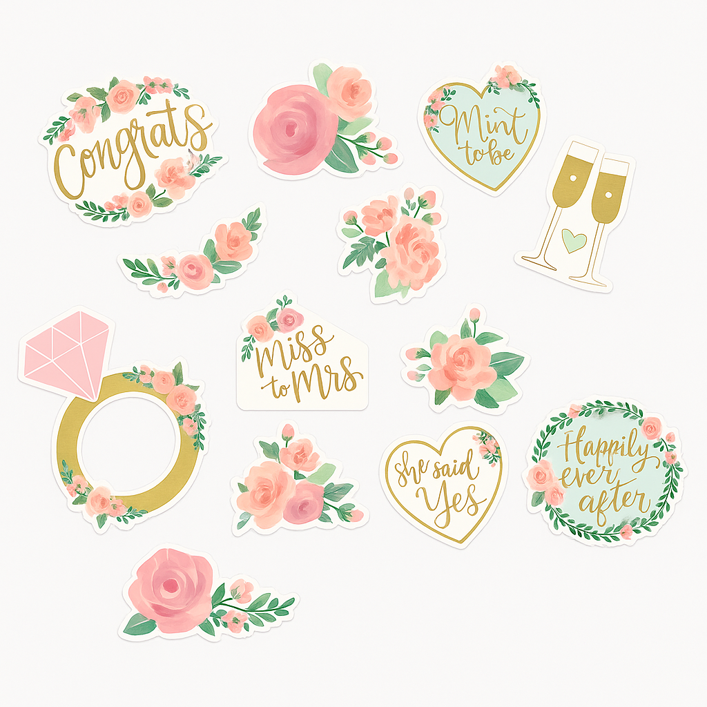 Mint Floral Wedding Cutout Decorations, 12-Pack