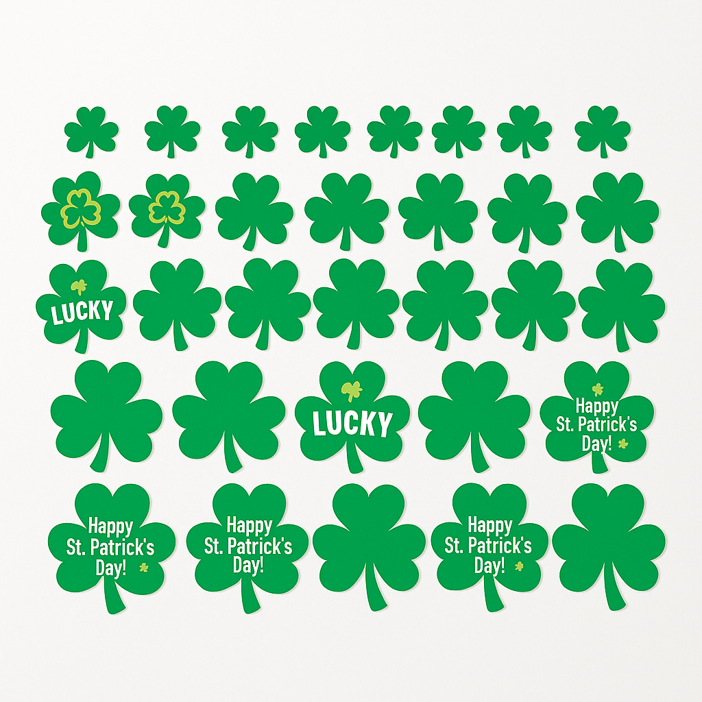 St. Patrick's Day Shamrock Cutout Decorations, 30-Pack