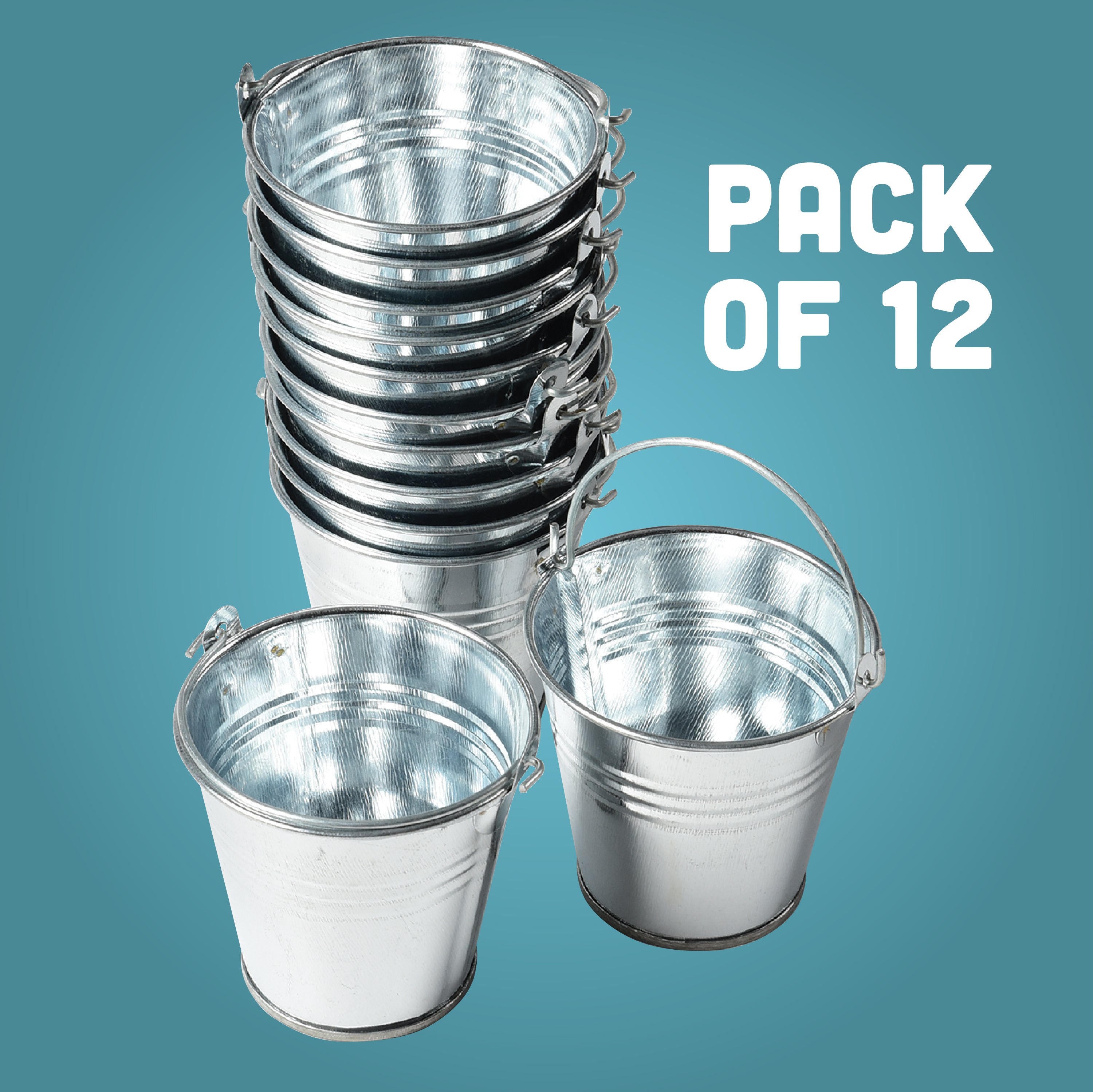 Mini Metal Buckets - 12 Count