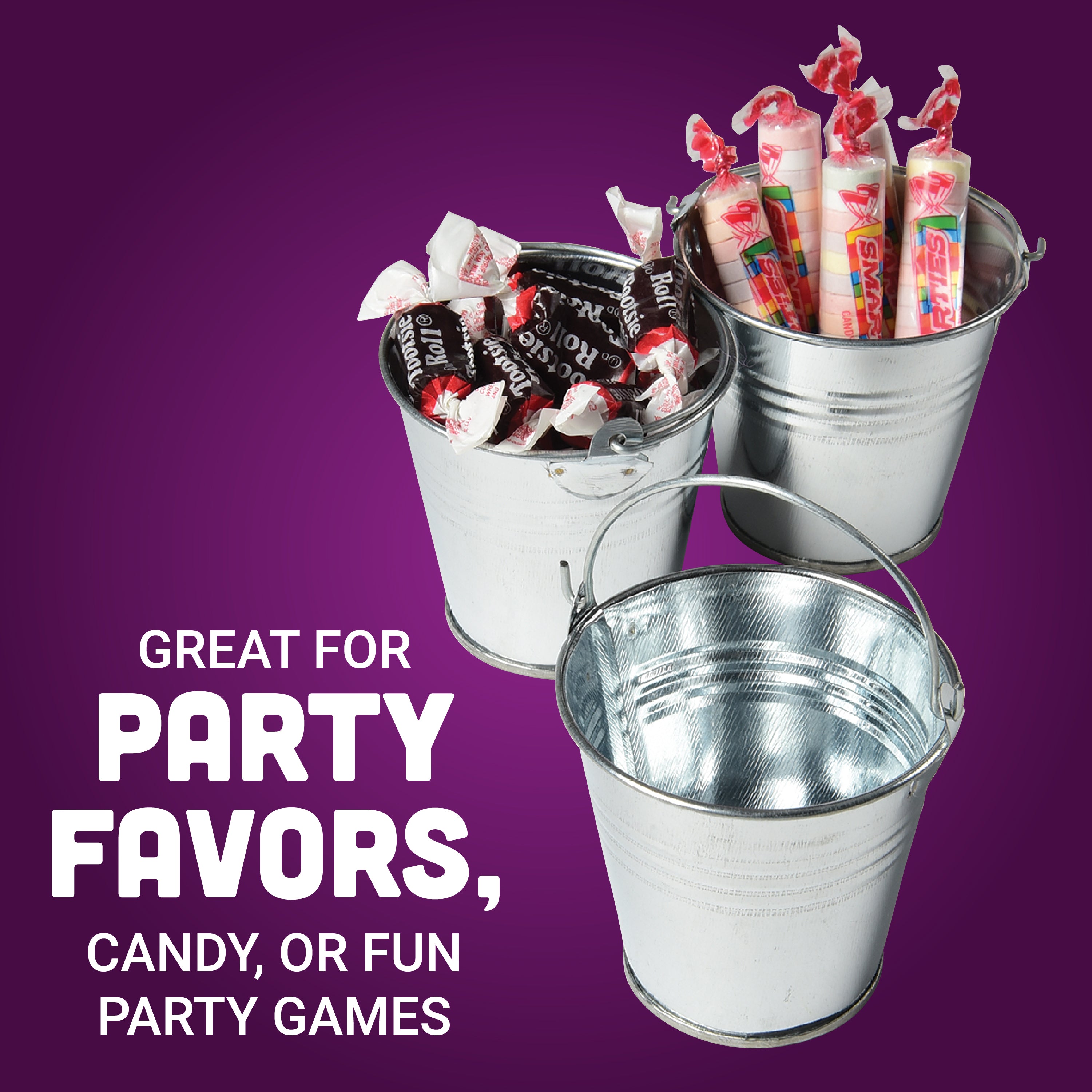 Mini Metal Buckets - 12 Count