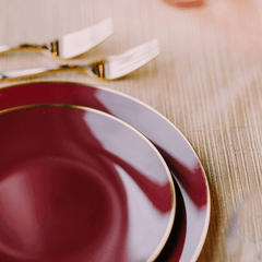 10 In. Classic Burgundy Design Plastic Plates | 120 Count