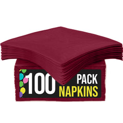 Burgundy Beverage Napkins - 4.75 in. x 4.75 in. | 100 Count