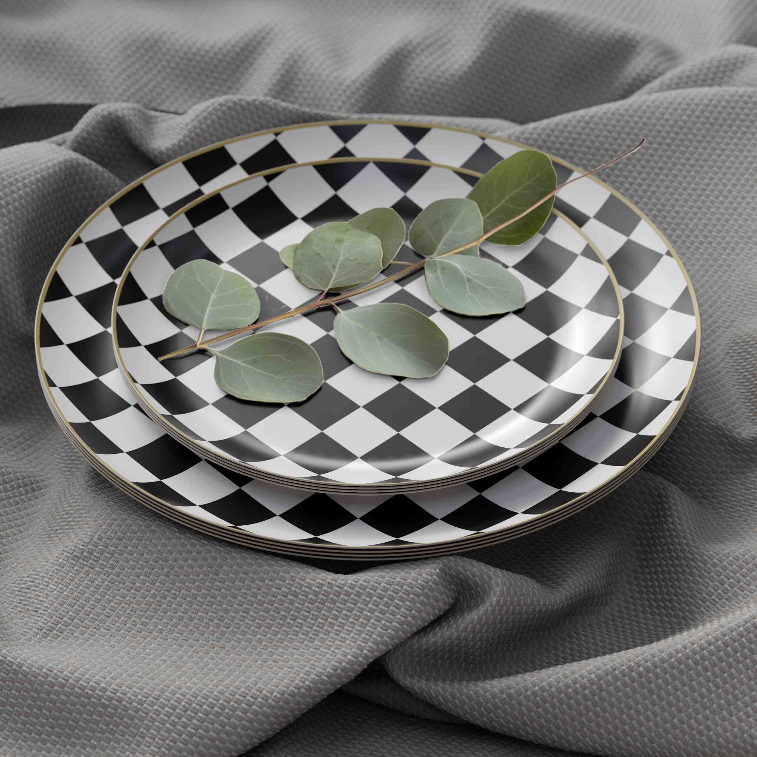 10 In. Earthtrends Checkered Design Plates | 20 Count