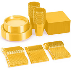 182 Pcs Yellow Plastic Dinnerware Set | Setting for 26