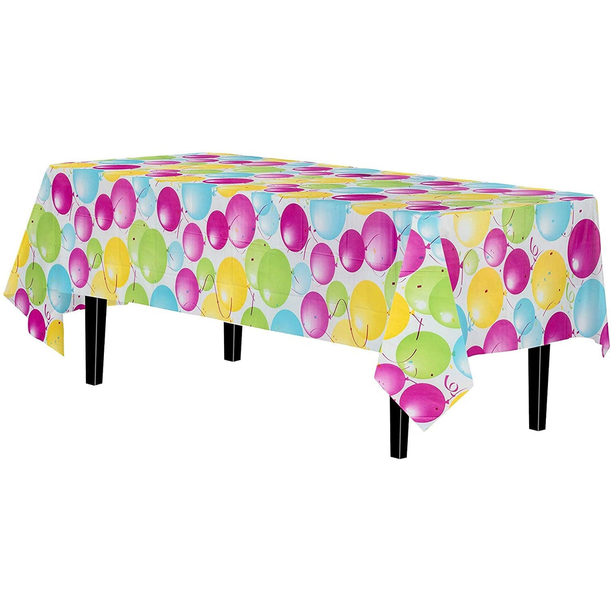 Balloon Print Plastic Table Covers | 12 Pack - 54 In. x 108 In.