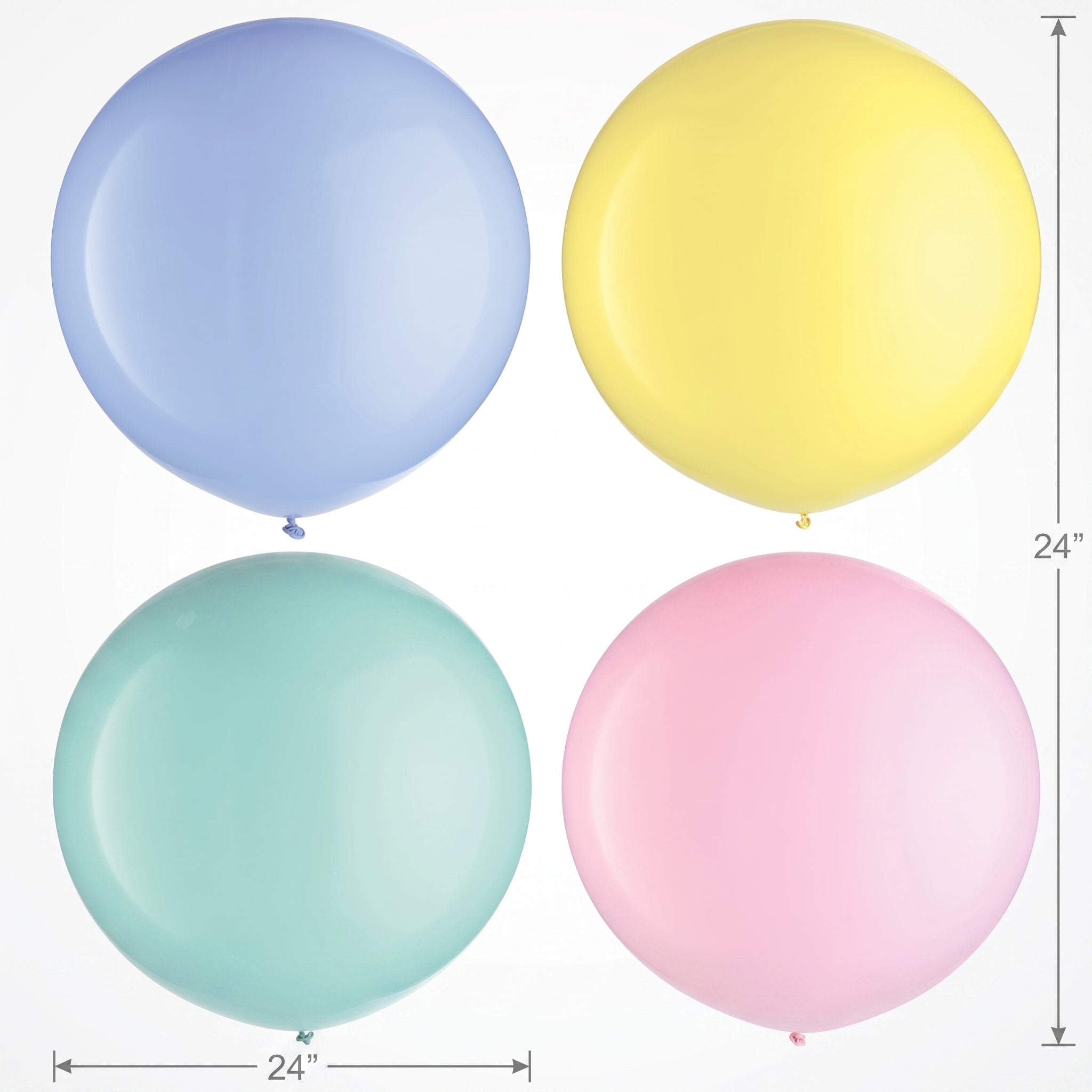 Pastel Assorted 24" Latex Balloons, 4-Pack