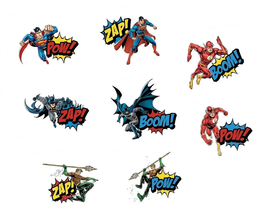 Justice League Heroes Unite Temporary Tattoos - 8 Pack
