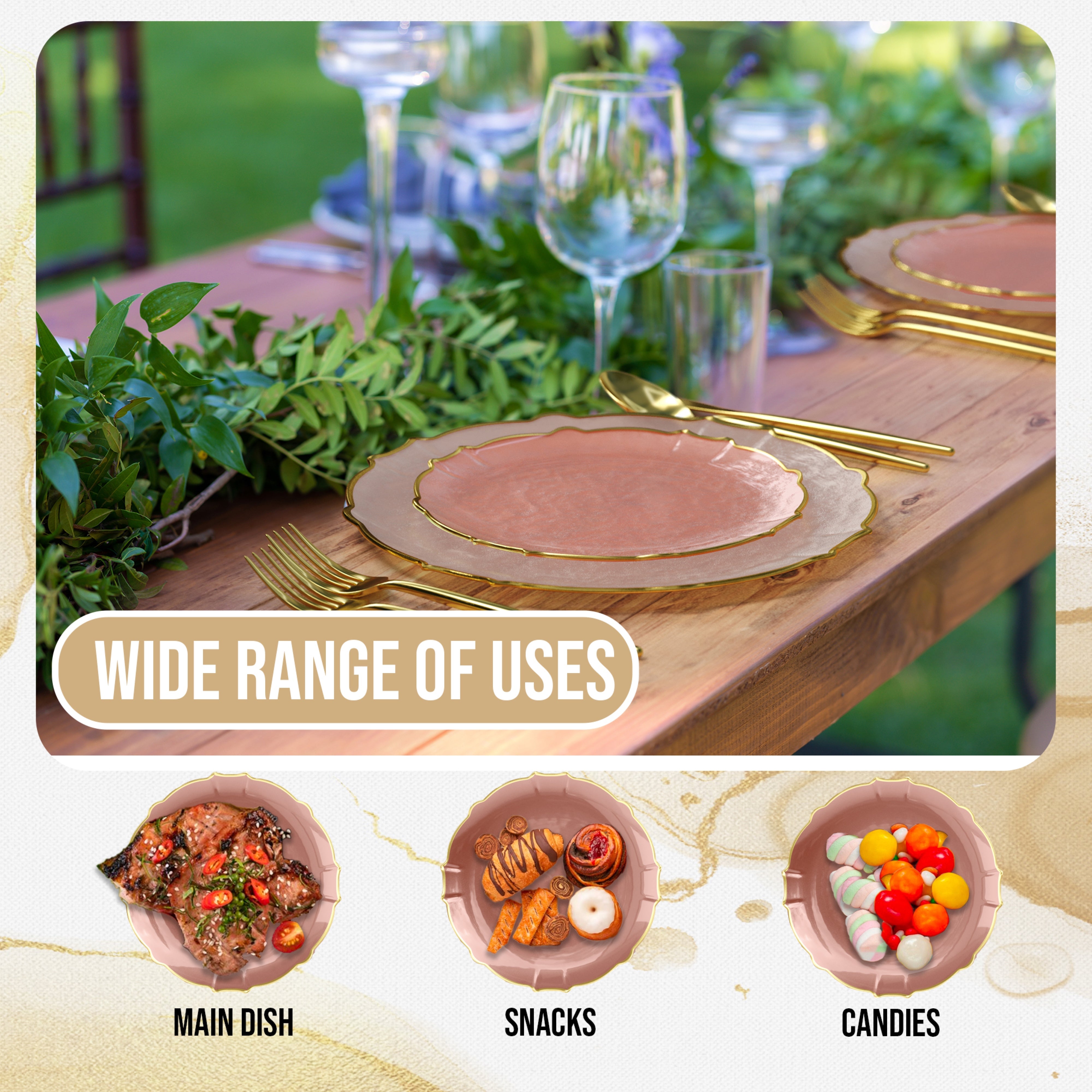 Pink/Gold Petal Plates - Combo Pack 120/120