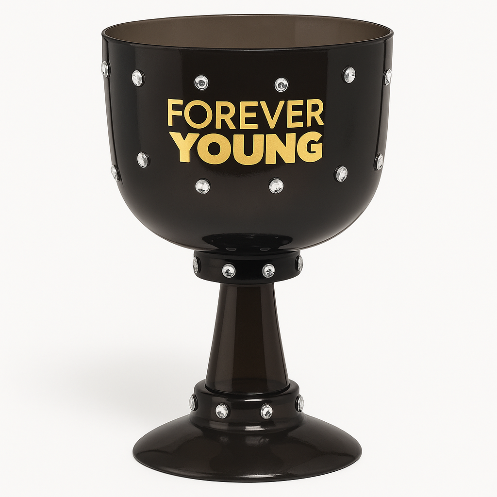 Sparkling "Forever Young" Rhinestone Goblet, 26 oz