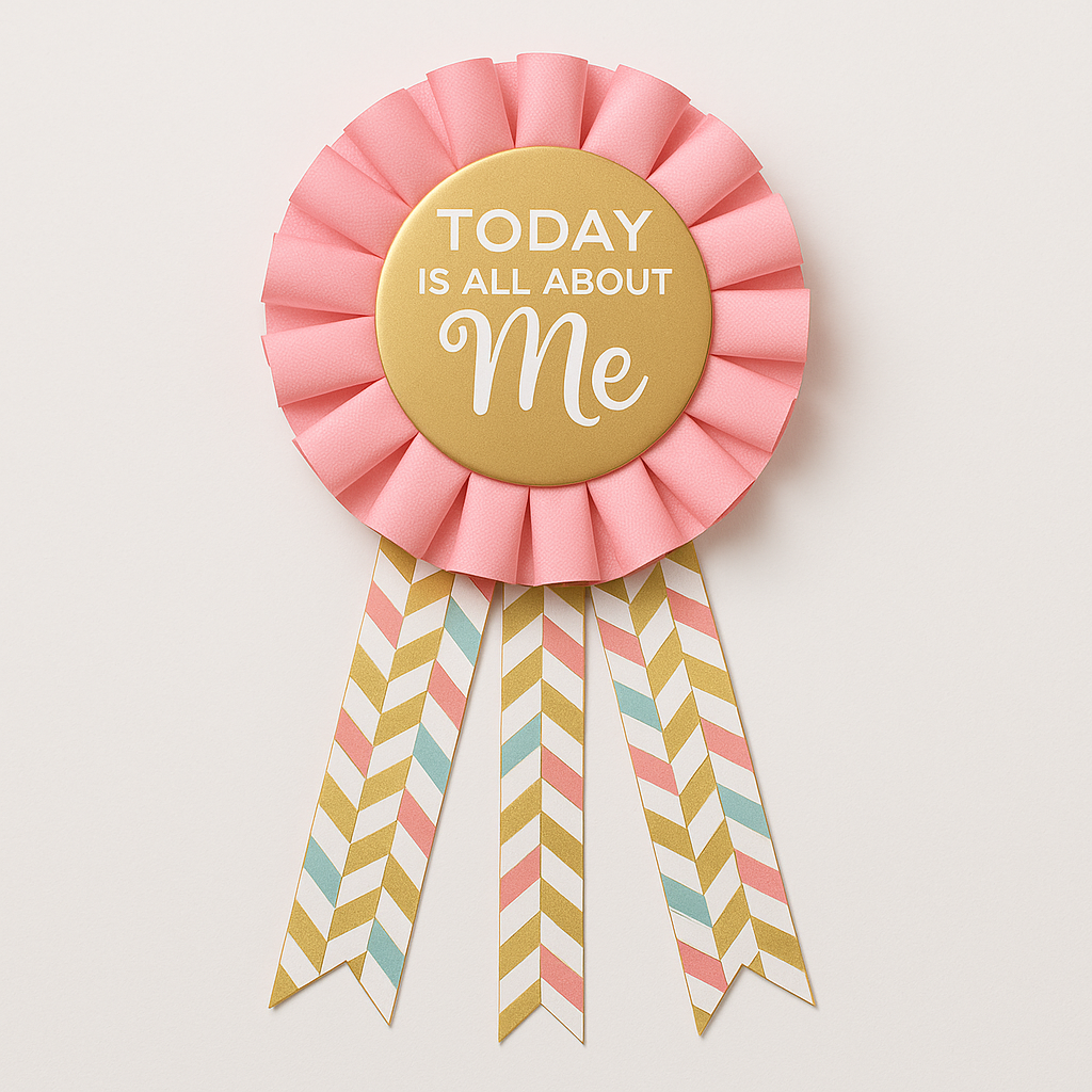 Blush Birthday "Today Is All About Me" Award Ribbon