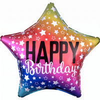 Rainbow Star Happy Birthday Foil Balloon - 18 Inch