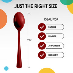 Heavy Duty Burgundy Plastic Spoons - 7 in. | 100 Count