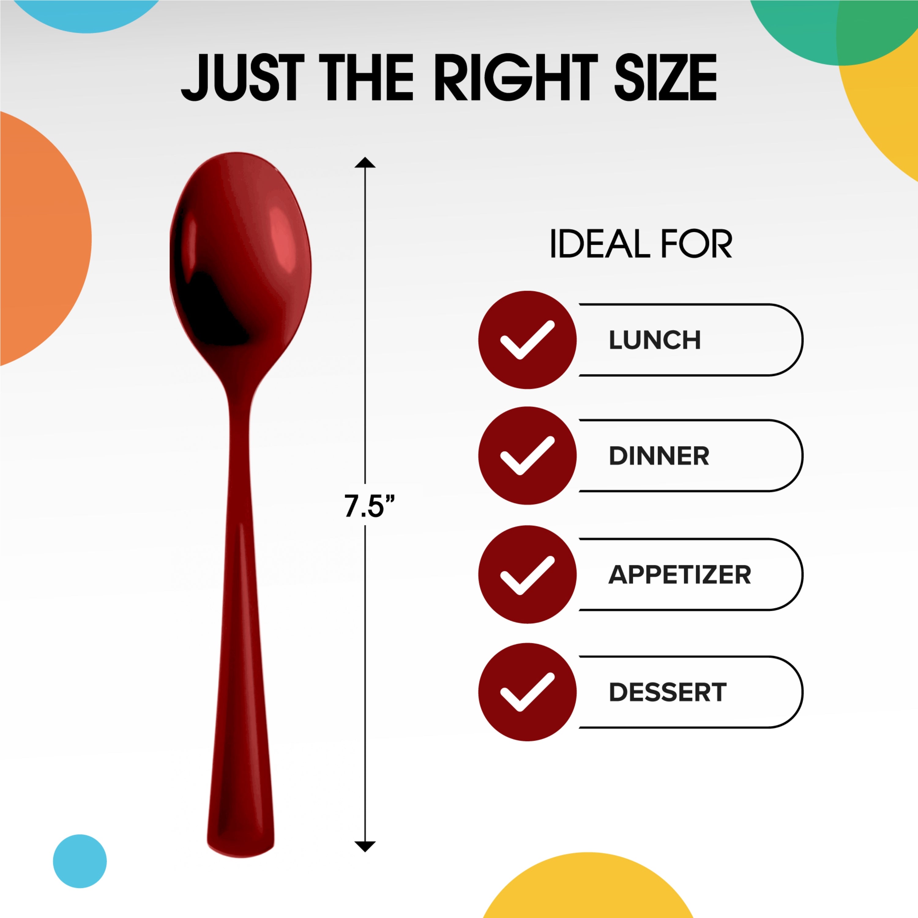 Heavy Duty Burgundy Plastic Spoons - 7 in. | Case of 1200