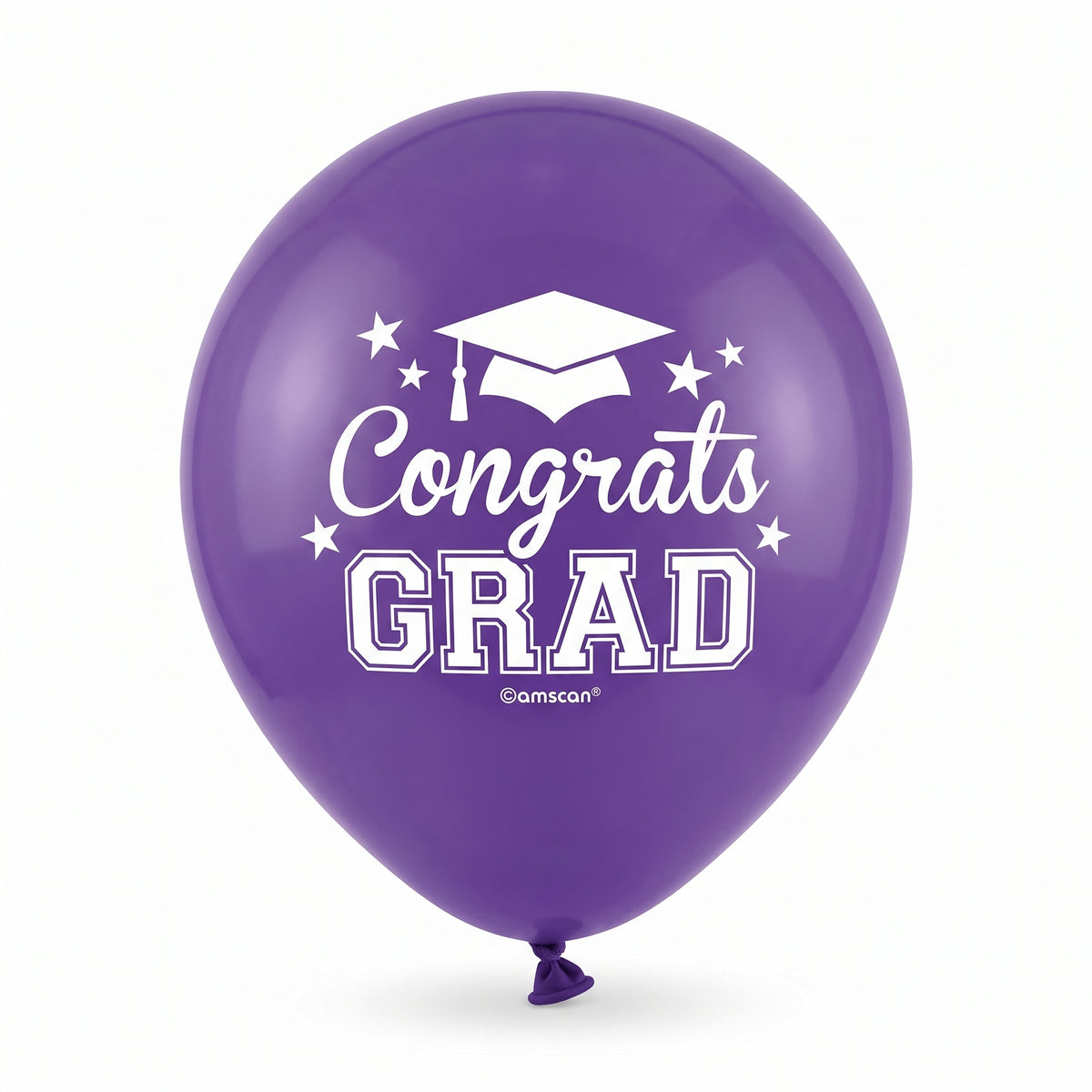 "Congrats Grad" Purple Latex Balloons, 12-Inch, 15-Pack