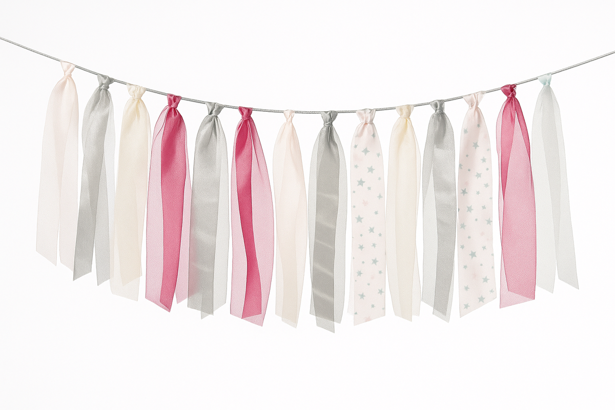 Luminous Iridescent Tulle Ribbon Garland for Kids' Birthday