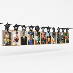Sparkling Celebration Customizable Photo Garland Kit - 12-ft Birthday Decoration