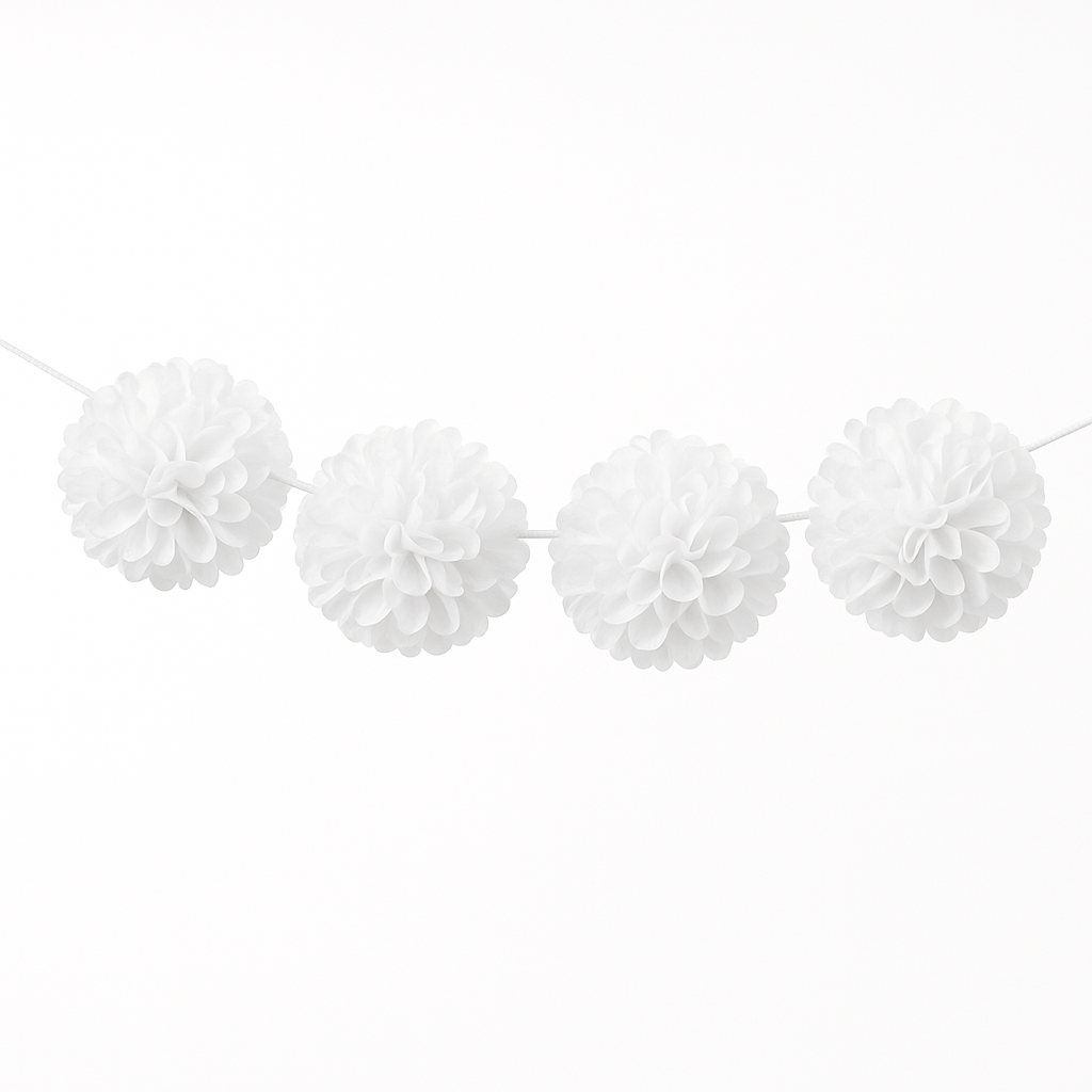 Elegant Fluffy White Garland for Weddings - 12 ft