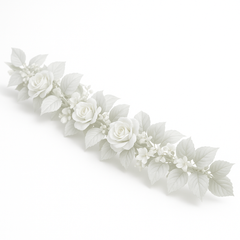 Elegant White Rose & Leaf Fabric Garland - 6 ft