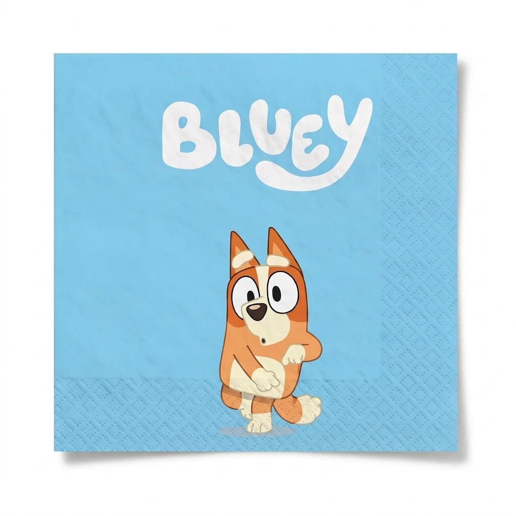 Bluey Birthday Party Beverage Napkins - 16 Pack - 5 In. X 5 In.