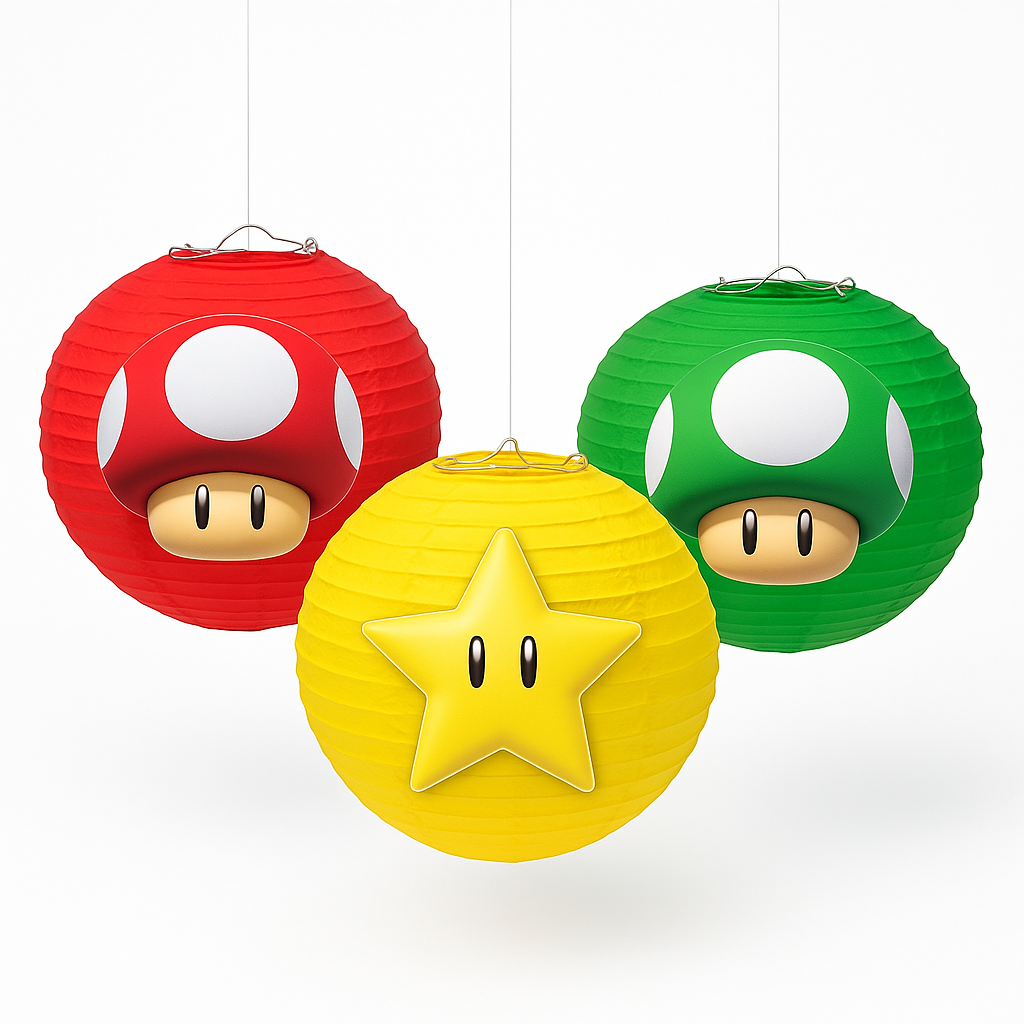 Nintendo Super Mario Bros Paper Lantern Decorations, 9.5-Inch, 3-Pack