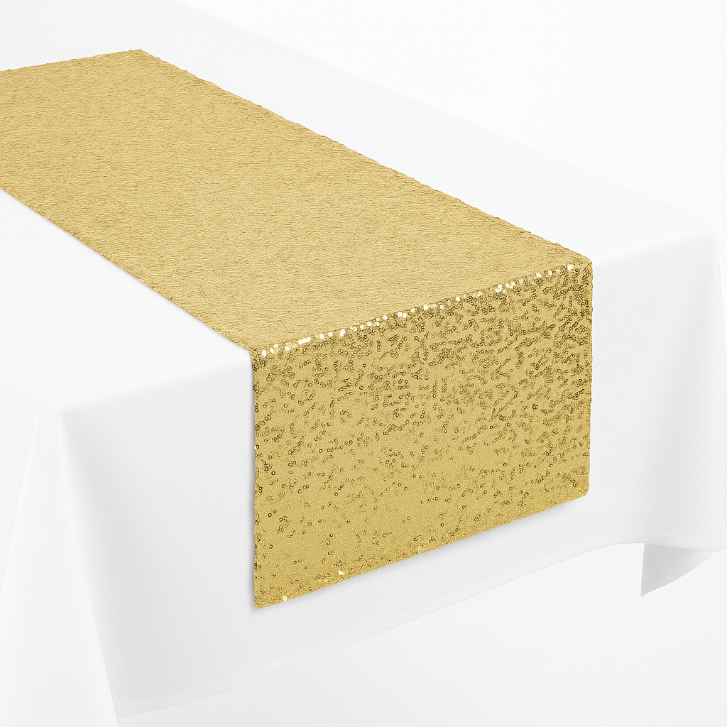 Glamorous Gold Sequin Table Runner for Weddings & Celebrations