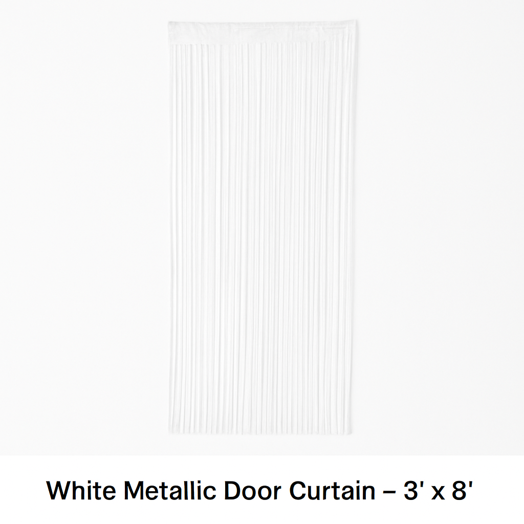 White Metallic Door Curtain - 3' x 8'