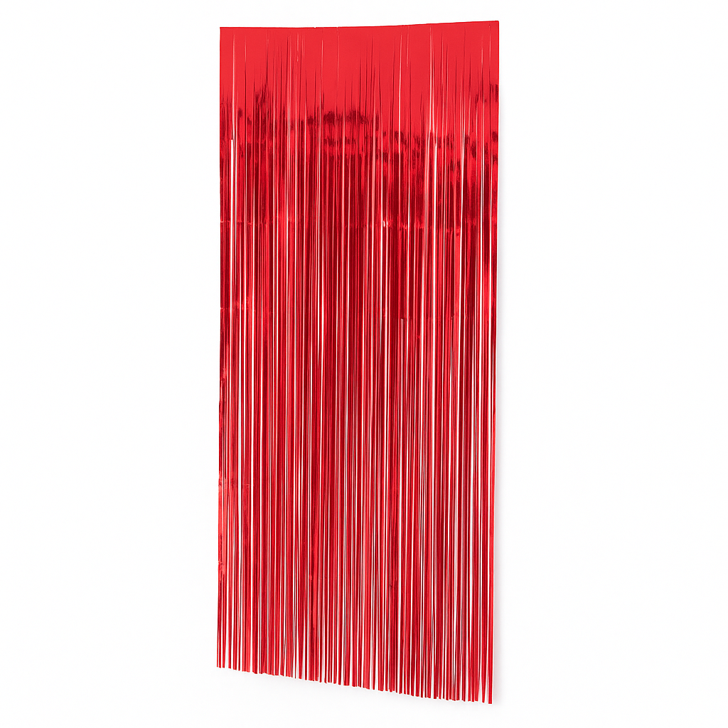 Vibrant Apple Red Metallic Door Curtain - 3' x 8'