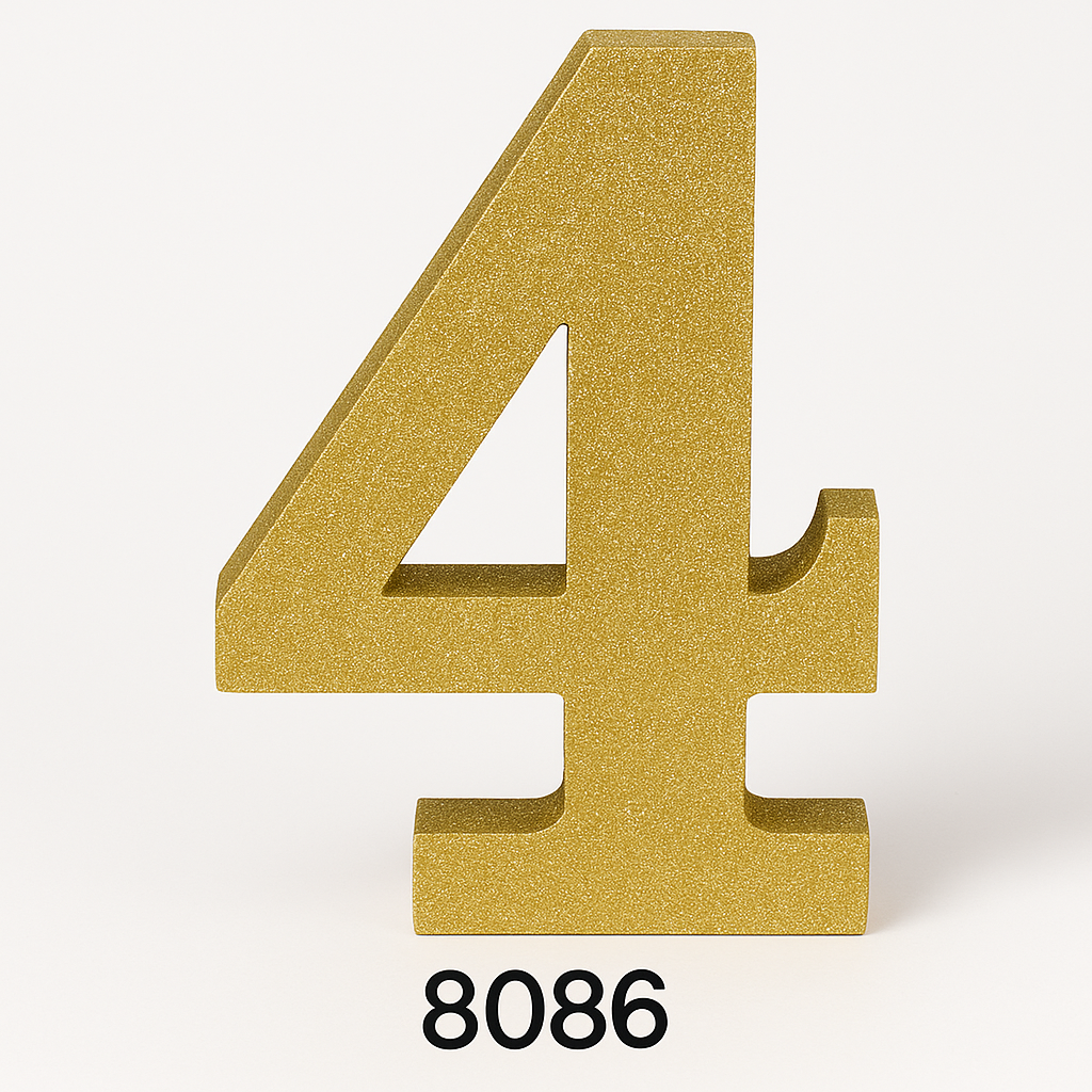 Glitter Gold Number 4 Sign, 10-Inch, for Birthday and Event Decorations
