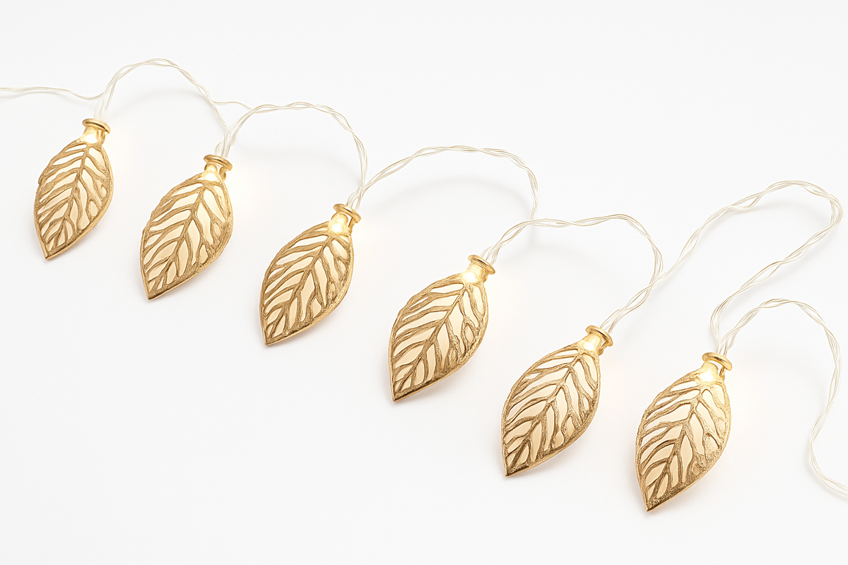 Rose Gold Leaf LED String Lights - 3 ft, 10 Lights