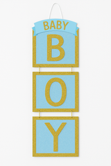 "Baby Boy" Glitter Hanging Sign Decoration for Baby Showers