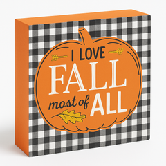 "I Love Fall" Standing MDF Harvest Plaque