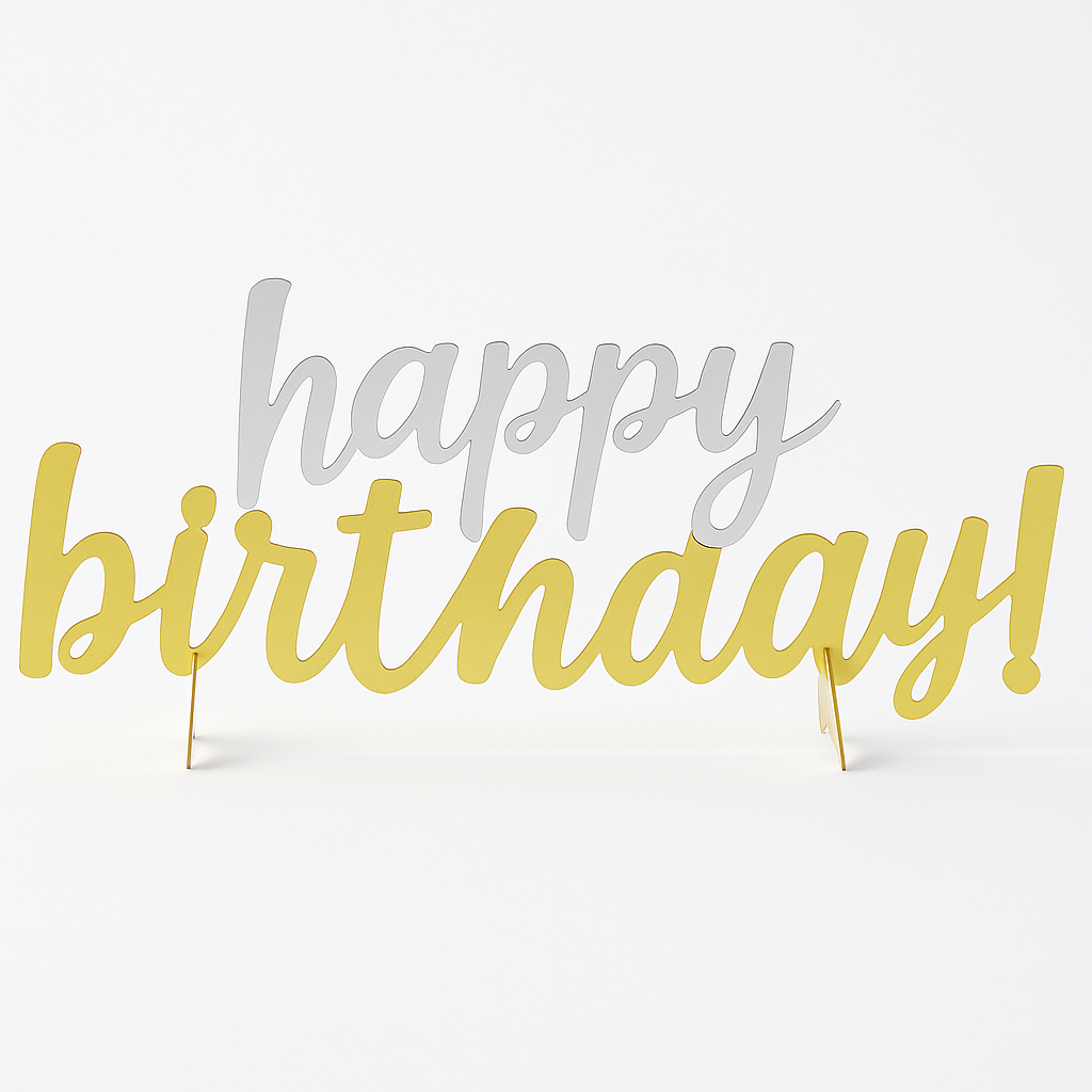 Metallic Gold and Silver "Happy Birthday" Centerpiece