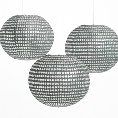 Silver Sequin Fabric Lanterns - 9.5-Inch, Set of 3
