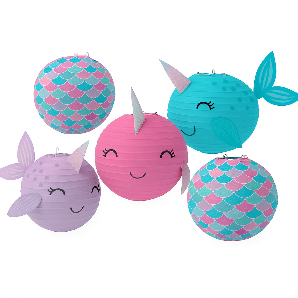 Shimmering Narwhal Mini Lantern Decorations - 5 Pack
