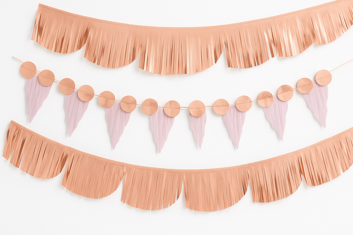 Rose Gold Fringe Banner Kit - Elegant Party Backdrop
