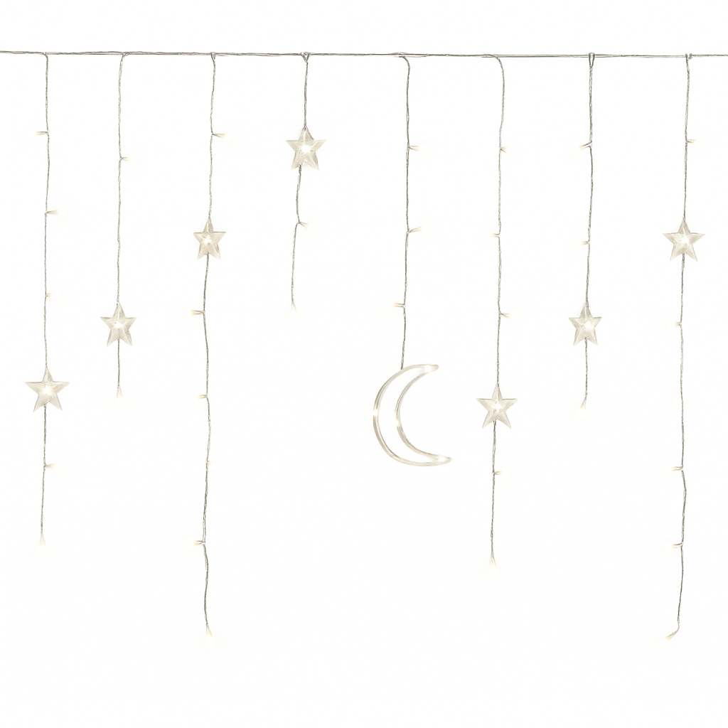 Eid Mubarak LED Star and Moon String Curtain Lights