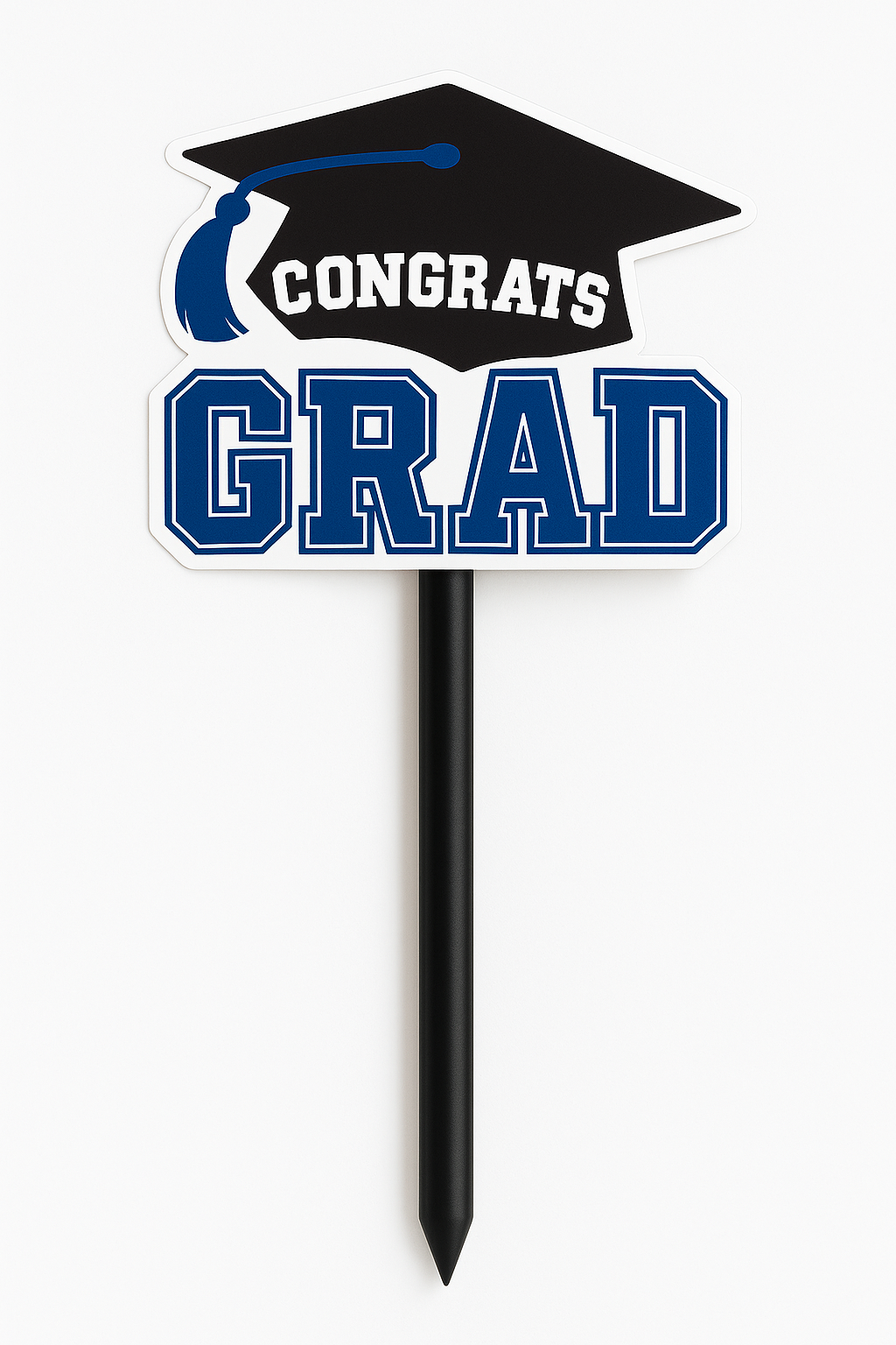 Graduation Blue "Congrats Grad" Outdoor Yard Stake Sign